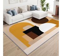 Tapis À Poils Courts Lavable 180 x 240 cm Rectangle Demi-Cercle Superposé Tapis Salon, Médiéval Géométrique Doux Antidérapant Moquette pour Entrée Intérieur Chambre Cuisine Chambre d'enfant