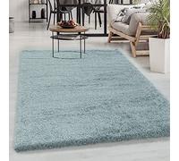 Tapis à Poils Longs, Couleur Bleu, Unicolor - Monochrome, 107567, Tapis Rectangle, Tapis Salon-Salle à Manger ou Chambre, 120 x 170 cm