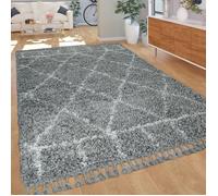 Tapis À Poils Longs Gris Salon Motif Oriental Style Berbère Doux Shaggy [160x230 cm]