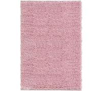 Tapis à poils longs moquette rectangulaire en polyester-coton coloris rose clair - Longueur 170 x Profondeur 120 cm -JUANIO- Rose G