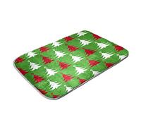 Tapis à poils longs ultra doux en fausse fourrure pour chambre à coucher, salon, rouge et blanc, motif sapin de Noël vert