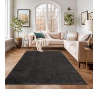 Tapis à Poils Ras Unicolor - Monochrome Noir, 280 x 370 cm, Style Moderne pour Salon