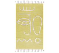 Tapis à Pompons avec Motif Fait Main 80 x 150 cm en Polyester Jaune Yavu