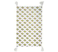 Tapis à pompons modèle Zeste - Jaune/Noir/Blanc - 50 x 70 cm