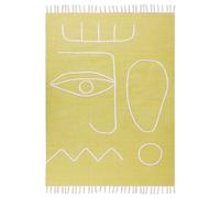 Tapis à Pompons Motif Fait Main 140 x 200 cm en Polyester Jaune Yavu