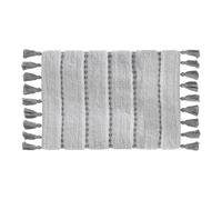 Tapis à pompons pour salle de bain - 50 x 75 cm - gris et crème
