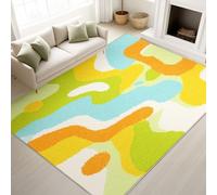 Tapis Abstrait Amusant À Poils Courts Vintage Aquarelle Apaisant Nordique Frais Fusion Aquarelle - Tapis Doux Moelleux 160 x 230 cm, Antidérapant Chambre à Coucher Moquette, Ne Perd Pas Ses Poils