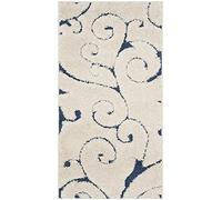 Tapis accentuation d'intérieur hirsute tissé , collection Floride Shag, SG455, en crème / bleu, 69 X 122 cm pour le salon, la chambre ou tout autre espace intérieur par SAFAVIEH.