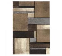 Tapis Accueil 100x100 carrecm Tapis Beige Motif Graphique, Tapis de Forme Carré, 11352