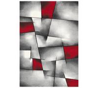 tapis accueil 140x140 tissé rouge carré motif géométrique LYN8 ULTIMA