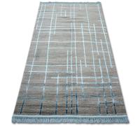 Tapis ACRYLIQUE MANYAS 191AA Gris/Bleu franges 100x300 cm