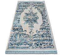 Tapis ACRYLIQUE MANYAS 192AA Gris/Bleu franges 80x300 cm