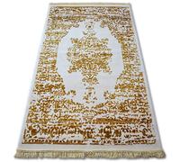 Tapis ACRYLIQUE MANYAS 192AA Ivoire/Doré franges 80x300 cm