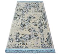 Tapis ACRYLIQUE MANYAS 196AA Ivoire/Doré franges 80x150 cm