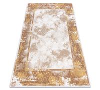 Tapis ACRYLIQUE VALS 0W1738 H02 58 Cadre marbre vintage beige / cuivre 80x100 cm