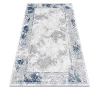 Tapis ACRYLIQUE VALS 1738 Cadre diamants ivoire / bleu 80x100 cm