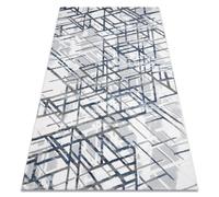Tapis ACRYLIQUE VALS 8381 Lignes spatial 3D bleu 80x300 cm