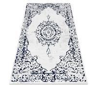 Tapis ALLURE 1961 Ornement cadre - Structurel élégant glamour blanc / bleu 160x220 cm