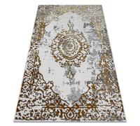 Tapis ALLURE 1961 Ornement cadre - Structurel élégant glamour or / blanc 280x370 cm