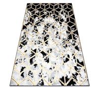 Tapis ALLURE 1966 Cube 3D - Structurel élégant glamour noir / L'or 180x270 cm