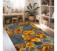 Tapis ambré - Texture de pierre rustique naturelle - Pas d'or - Éponge à poils courts - Ne perd pas ses poils - Pour salon, chambre à coucher, salle à manger, bureau, décoration de bureau - 1,2 x 1,8