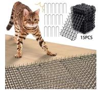 Tapis Anti-Chat avec Épines - 15 Pièces (Barrière Extérieur/Intérieur - Répulsif Puissant pour Chien/Chien)