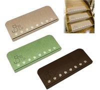 Tapis Anti-Dérapant pour Escaliers en Bois - Lot de 3 - Dimensions 55 × 22 × 4,5 cm - Motif Chat Lumineux - Vert, Brun, Kaki - Fac