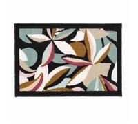 Tapis antidérapant - 40x60 cm - Feuillage graphique et coloré - Noir