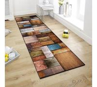 Tapis antidérapant aspect bois, 60 x 180 cm, lavable, pour la cuisine et l'entrée