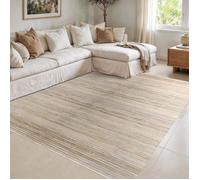 Tapis antidérapant en bambou naturel effet parquet 160 x 240 cm - beige dos caoutchouc EVA résistant à l'humidité sans bord