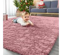 Tapis antidérapant moelleux et lavable - Grands tapis pour chambre de fille, salon, chambre d'enfant - 140 x 200 cm, rose