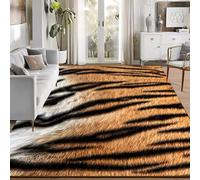 Tapis antidérapant pour décoration de maison, bureau, salon, motif tigre, 1,2 x 1,8 m, lavable en machine, avec superbe imprimé animal, marron (C)