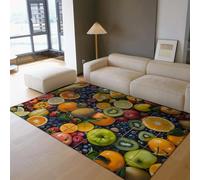 Tapis antidérapants lavables 80x150cm Rugs d’Espace Motif coloré de Nourriture Tapis à Poil Bas Moquette de Sol pour Salon Chambre à Manger Délicieux Fruits Rugs d’intérieur de Cuisine