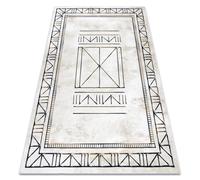 Tapis ANTIKA 125 tek cadre moderne lavable grec - beige / gris 120x170 cm