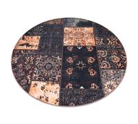 Tapis ANTIKA ancient chocolate cercle patchwork moderne lavable grec - noir / terre cuite cercle 160 cm