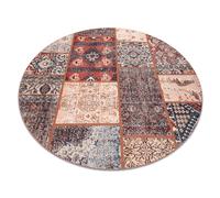 Tapis ANTIKA ancient rust cercle patchwork moderne lavable grec - terre cuite cercle 200 cm