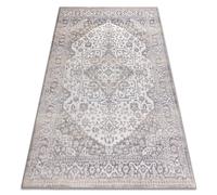Tapis AURA J2818 gris / beige clair - Cadre ornement structurel moderne 120x170 cm