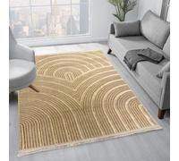Tapis Azomor Elegante beige au motif bohème et à l'effet 3D en relief