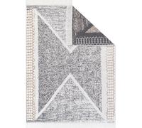 Tapis AZTECA moderne franges gris crème chiné salon 80 x 200 cm