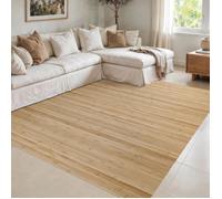 Tapis bambou naturel antidérapant 120 x 180 cm lattes 16 mm effet parquet dos EVA finition vernis marron clair sans bordure