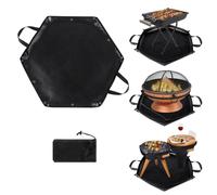 Tapis Barbecue Sol Exterieur 104x92cm, Pliable résistant Tapis à la Chaleur pour Barbecue, Gril à gaz réutilisable, cheminées d'intérieur - Terrasse/Jardin/Pelouse/Grill/Sol/Camping