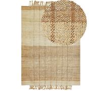 Tapis Beige en Jute 160 x 230 cm Fait Main à Pompons Boho Rustique pour Salon Ka