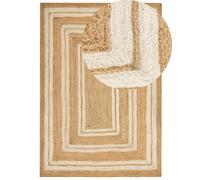 Tapis Beige en Jute 160 x 230 cm Fait Main Convient au Chauffage par Sol Elmali
