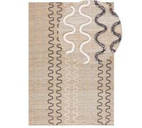 Tapis Beige en Jute Laine et Coton 160 x 230 cm Fait à la Main Motif Zigzag Sogu