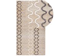 Tapis Beige en Jute Laine et Coton 80 x 150 cm Fait à la Main Motif Zigzag Sogut