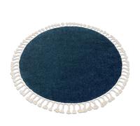 Tapis BERBER 9000 cercle bleu foncé Franges berbère marocain shaggy cercle 160 cm