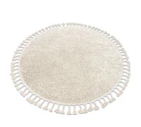 Tapis BERBER 9000 cercle crème Franges berbère marocain shaggy cercle 160 cm