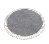 Tapis BERBER 9000 cercle gris Franges berbère marocain shaggy cercle 120 cm