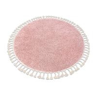 Tapis BERBER 9000 cercle rose Franges berbère marocain shaggy cercle 120 cm