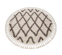 Tapis BERBER BENI cercle crème Franges berbère marocain shaggy cercle 160 cm